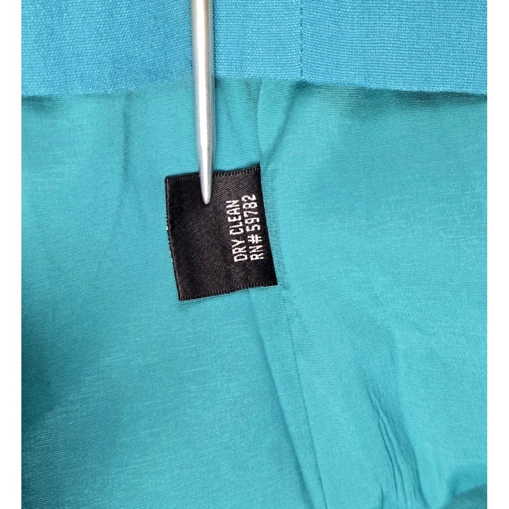Adrianna Papell Teal Shutter Pleat Sheath Dress Size 8 Lined Linen Blend - Picture 4 of 9